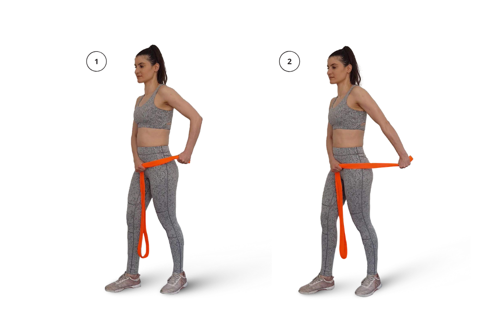 Bauch - Side Bends mit langen Fitnessband