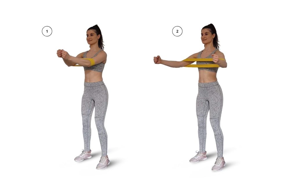 Arms - Arms Horizontal Abduction with Short Resistance Band