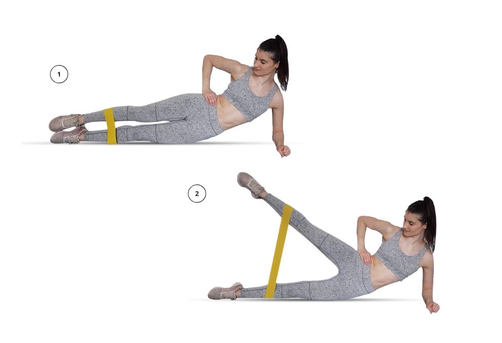 Bein - Side lying Lateral leg raises mit kurzen Fitnessband
