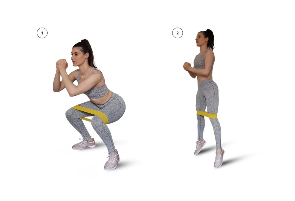 Butt - Squat Jump with Short Resistance Band