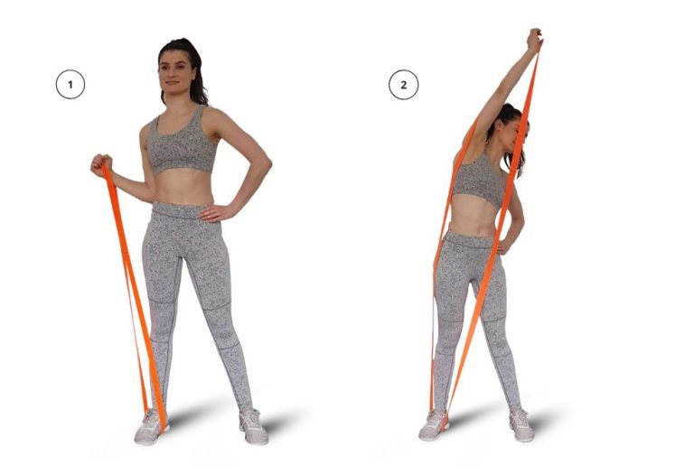 Core Side Bends with Long Resistance Band FIT CARROTS Premium