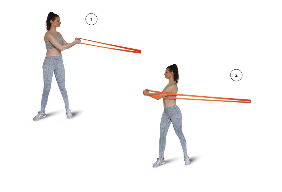 Core - Standing Ab Twist with Long Resistance Band