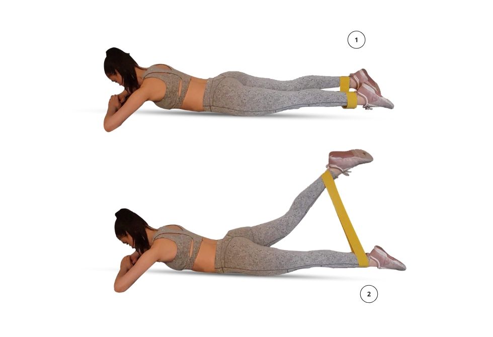 Legs - Leg Curl Prone with Short Resistance Band