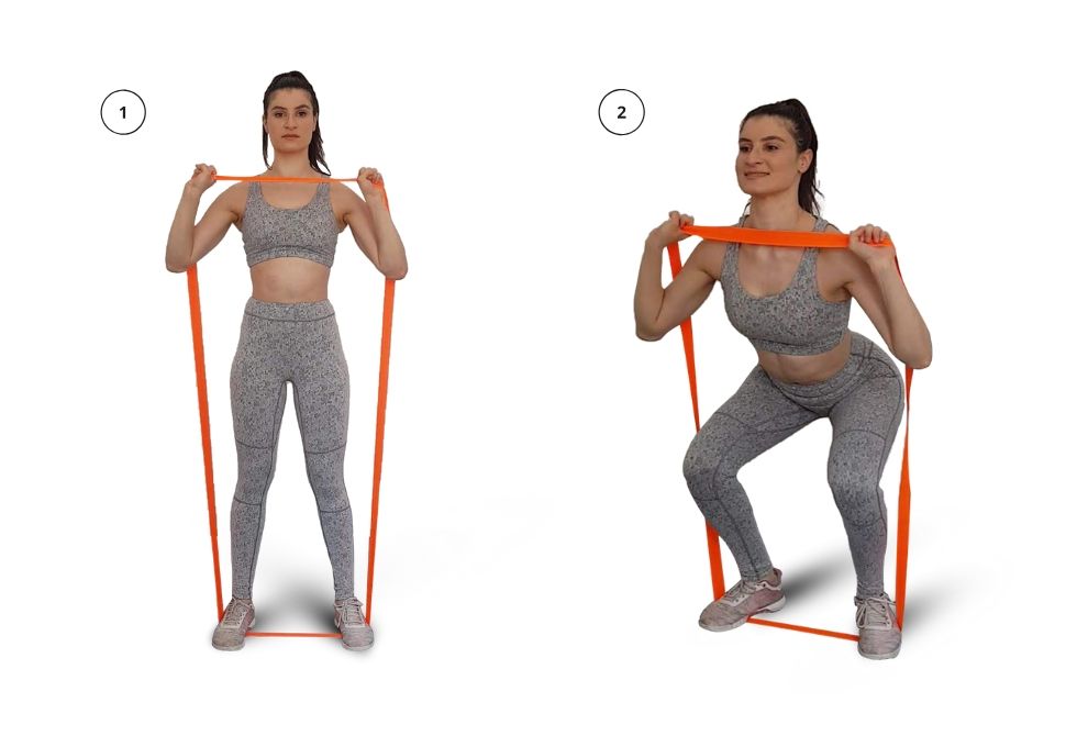 Legs - Squat with Long Resistance Band