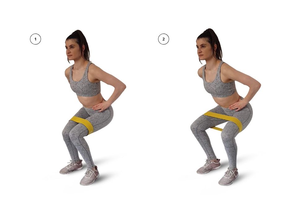 Legs - Wall sit with Abduction with Short Resistance Band