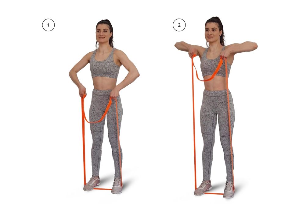 Shoulders - Upright Raises with Long Resistance Band